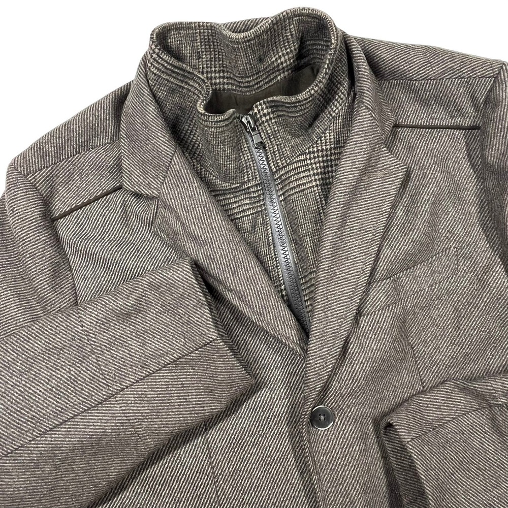 Jos. A. Bank Reserve Jacket Mens XL Brown Herringbone Wool Blend Car‎ Coat Bib